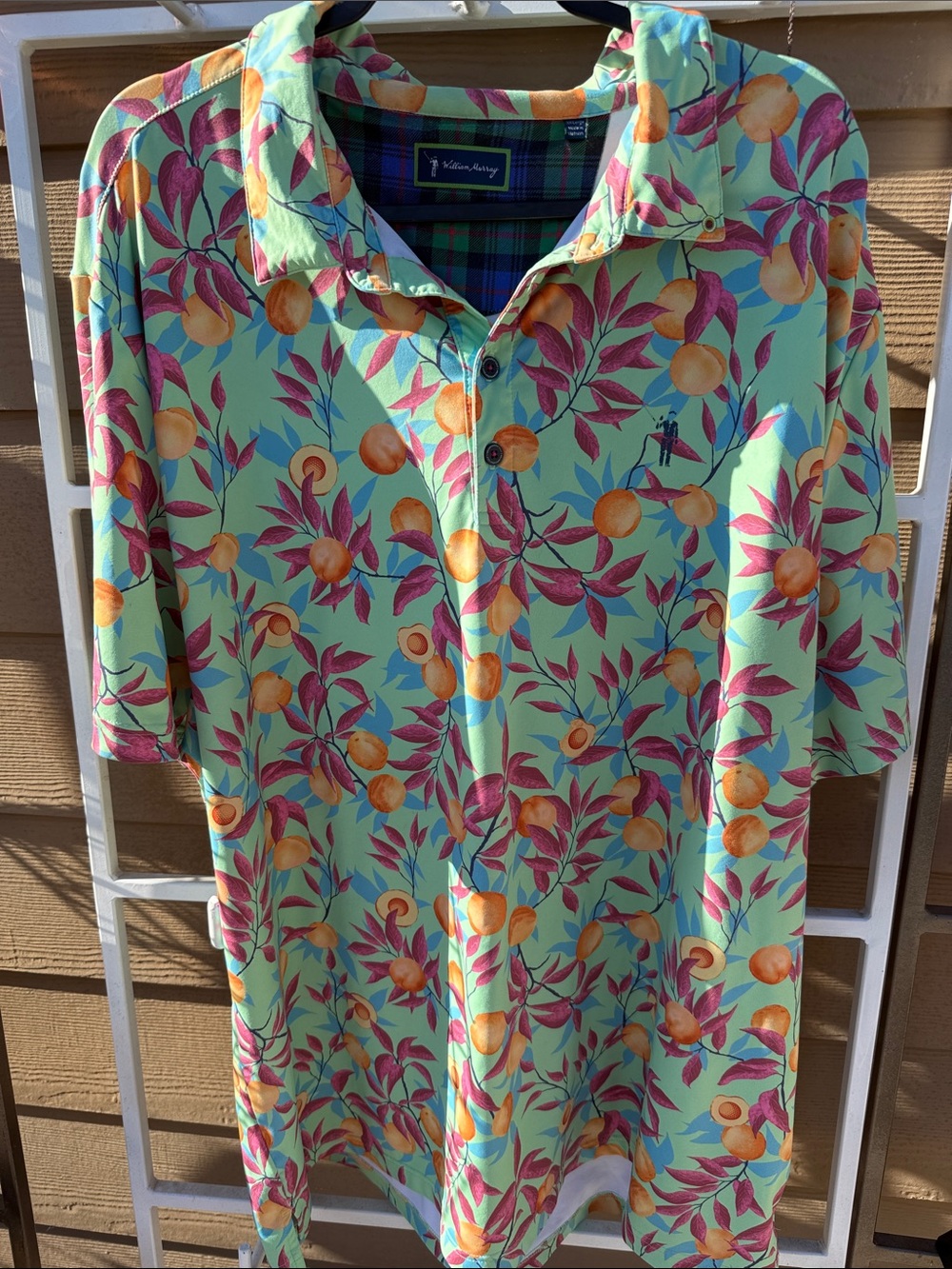 William Murray Golf new XXLMint Green Button-Down Shirt with Peach Floral Print